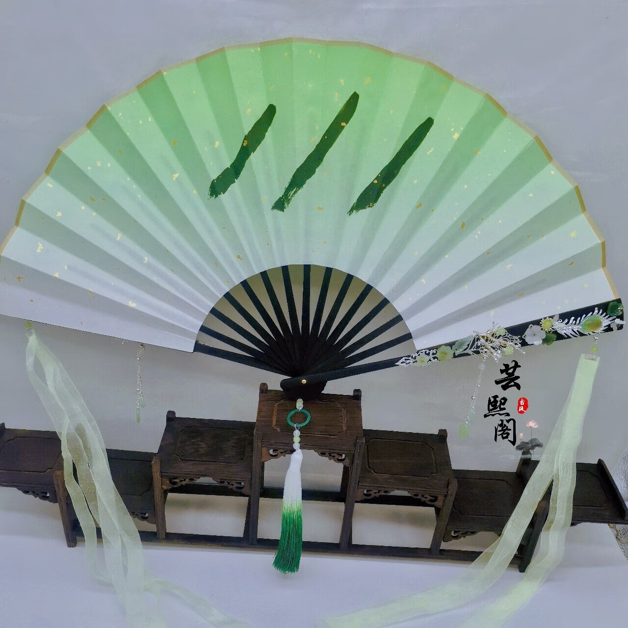 芸熙阁 天官赐福风师扇水师扇cos师青玄折扇风师娘娘发冠拍摄道具