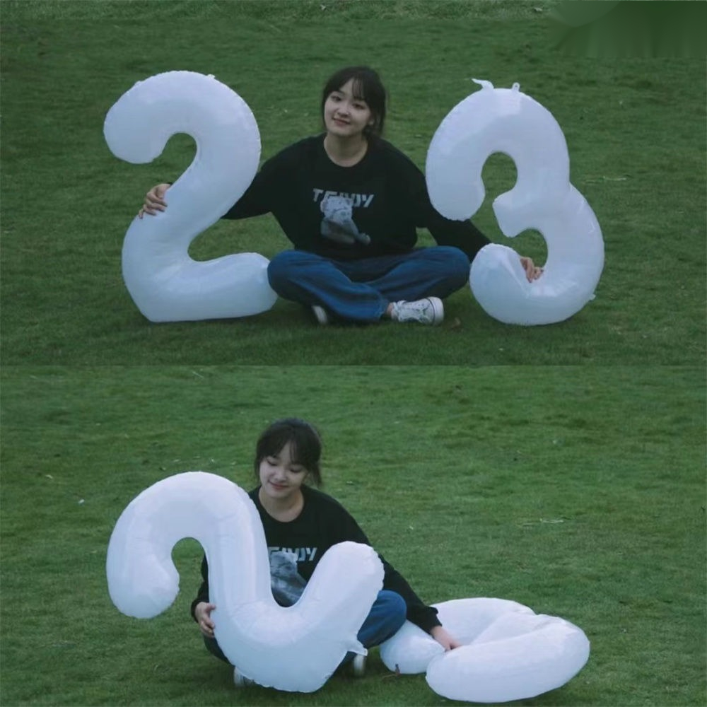 数字气球白色 同款网红数字气球32寸乳白色超大铝膜派对装饰布置拍照