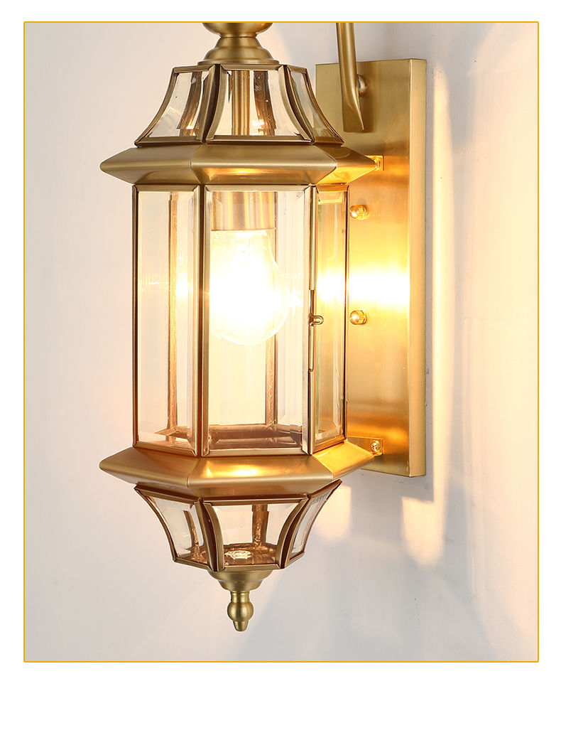 全铜户外壁灯焊锡灯别墅灯庭院灯防水壁灯美式壁灯玻璃灯欧式壁灯408