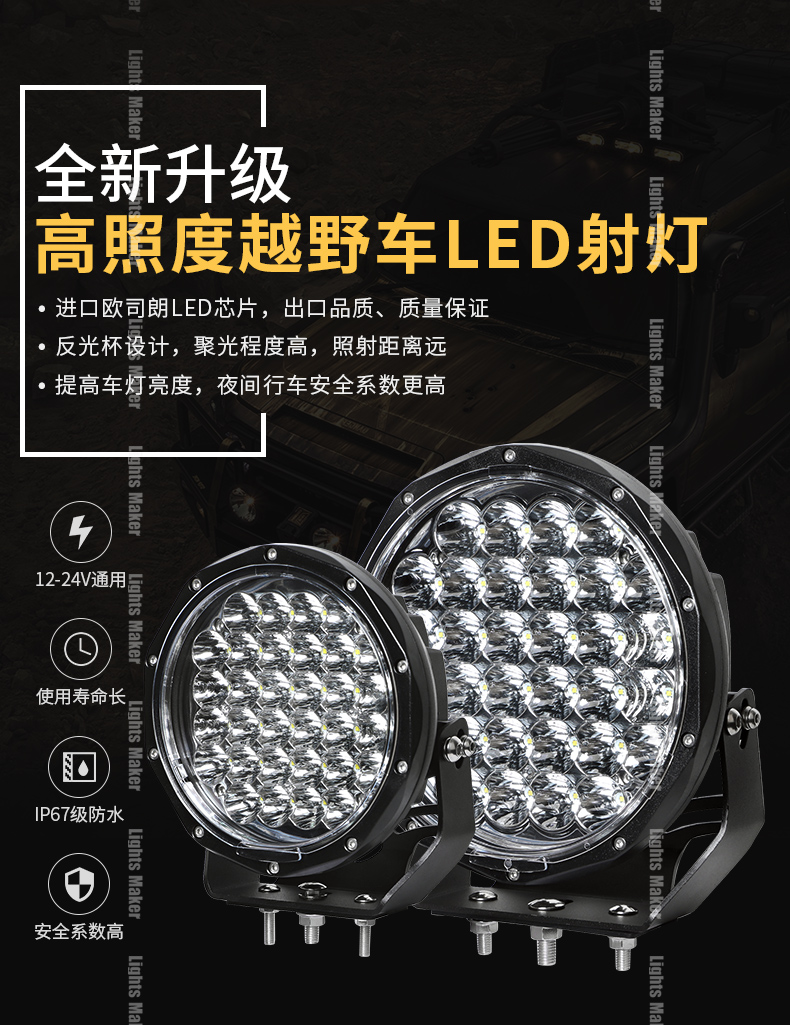 lightsmaker歷明高品質汽車led射燈長城炮坦克300帕傑羅改裝越野車燈