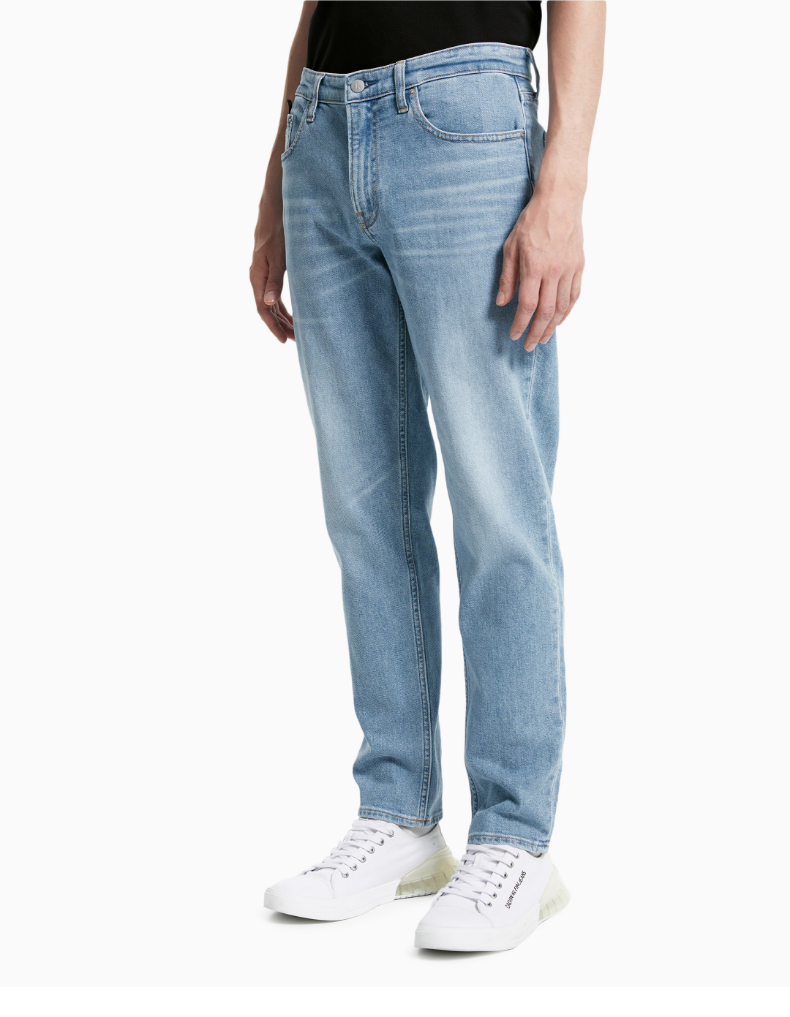 ck jeans 2021春夏新款男装时尚克拉图浅蓝合体楔形版牛仔长裤j317965