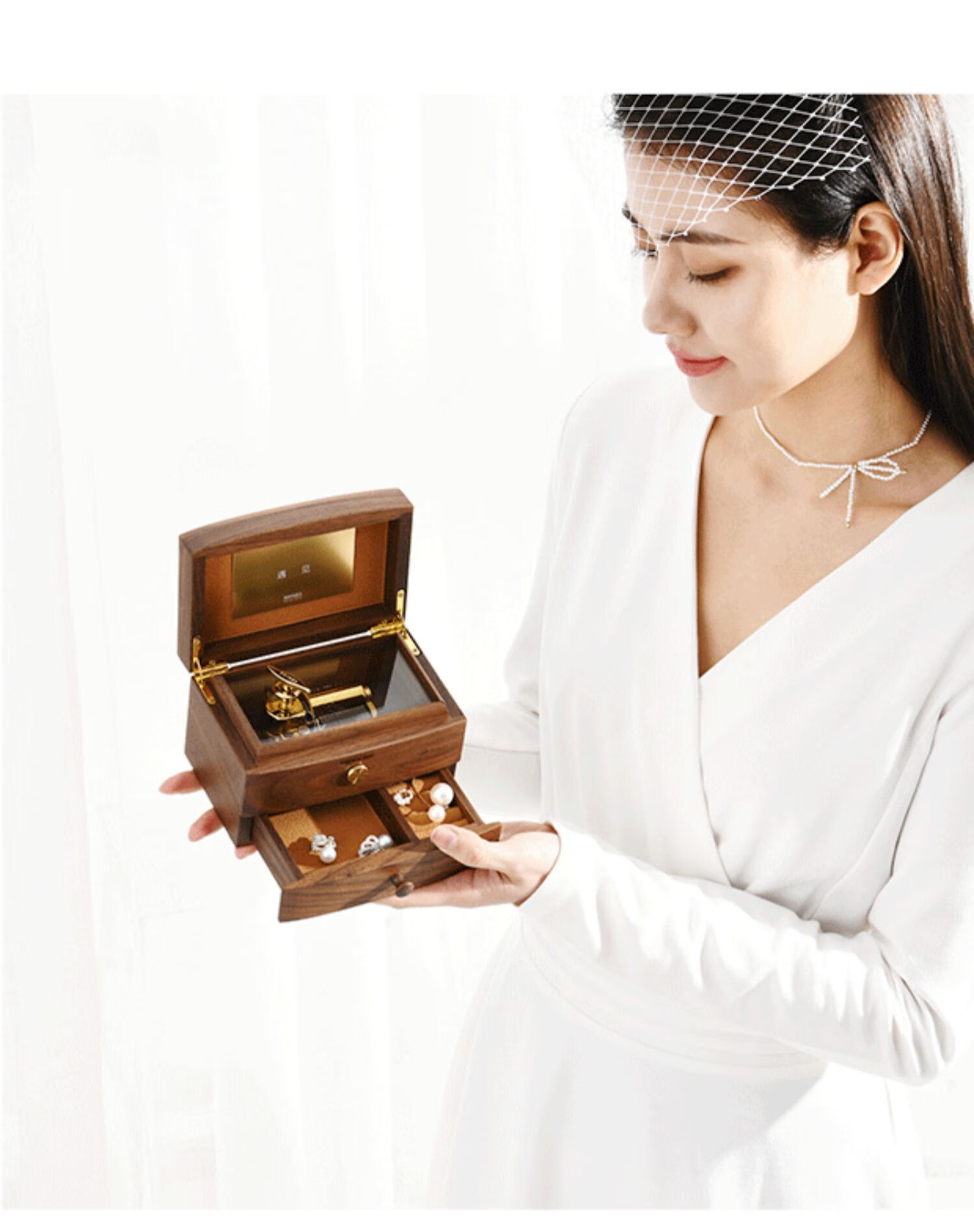 贝英杰【rhymes音乐首饰盒】定制木质八音盒女友生日情人节七夕毕业