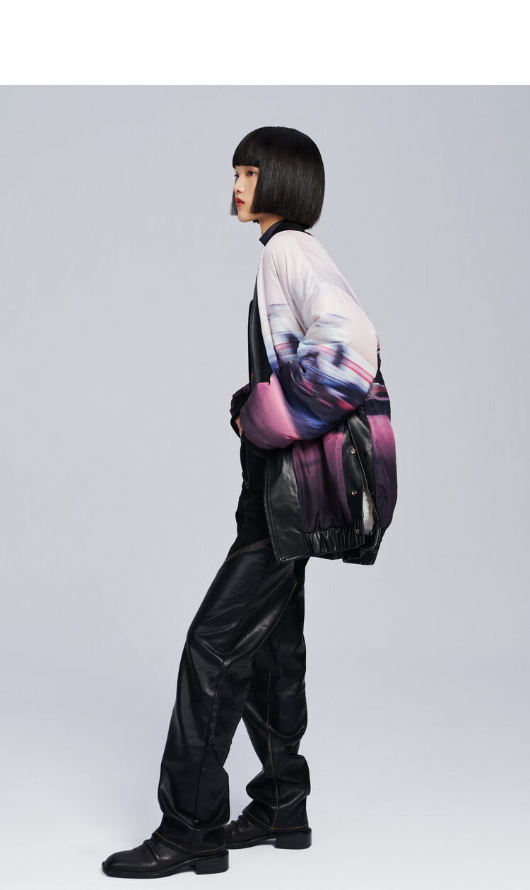 商场同款刘雯peacebird联名太平鸟新款绒感外套两穿短外套a1bbb4e03米