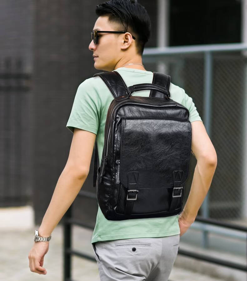 玛杰饰majieshi2021新款韩版学生旅行插扣pu皮包大背包青年时尚潮流