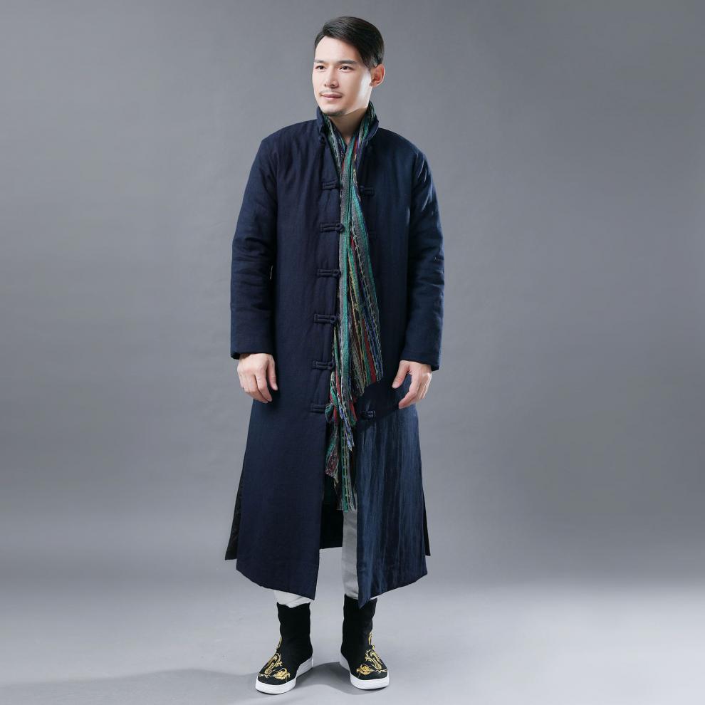 长袍外套冬季中式长款棉衣中国风唐装男式棉服民族风过膝禅意加厚大衣