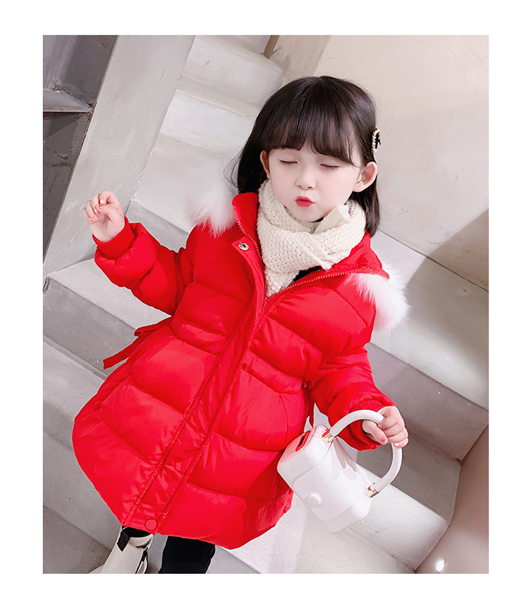 姝忘女童棉衣2021新款女宝宝礼服公主风冬季女宝儿童冬天棉服外套红色