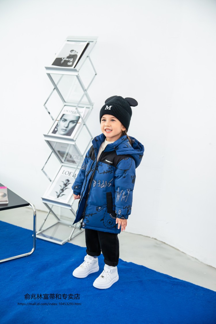 俞兆林童装儿童羽绒服加厚保暖女童外套2021秋冬季中长款防风毛领男童