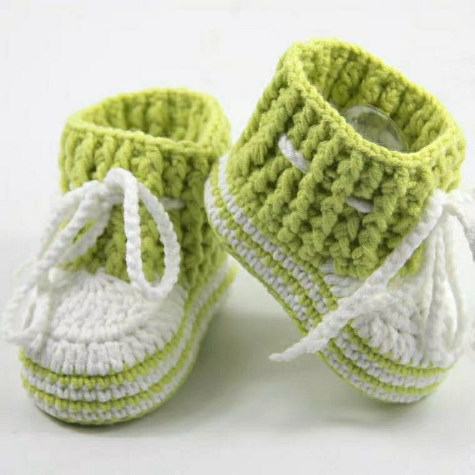 致仕zisiz婴儿毛线鞋手工编织01岁男步前鞋学步鞋女宝宝新生幼儿艾绿