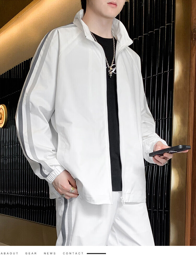 睿澈外套男士春秋季新款立领合体休闲运动夹克外穿帅气百搭落肩袖男装