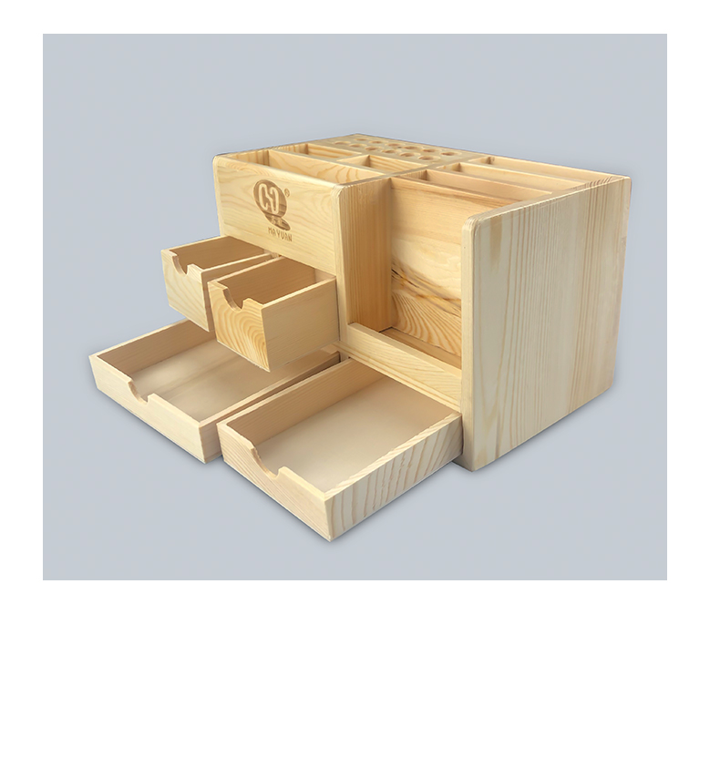 马园多功能木质收纳盒手机维修桌面螺丝刀插盒工具零件收纳架特佳尔