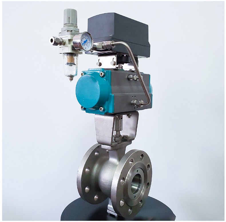 气动调节阀气动v型不锈钢调节球阀法兰v形球阀工业阀dn5016wcb碳钢