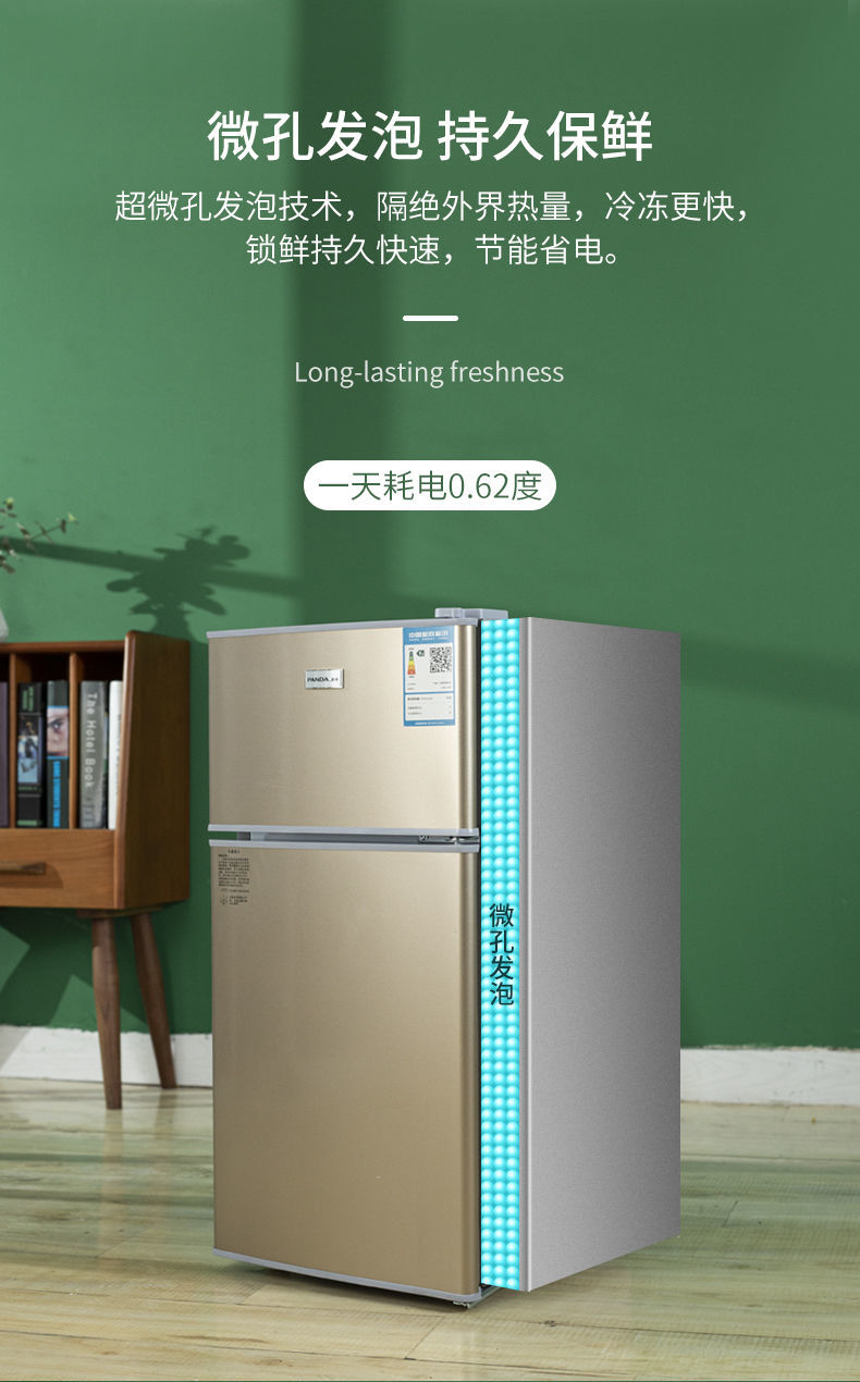 冰熊冰箱家用小型二人租房宿舍迷你单人两门电冰箱节能大容量冷藏冷冻
