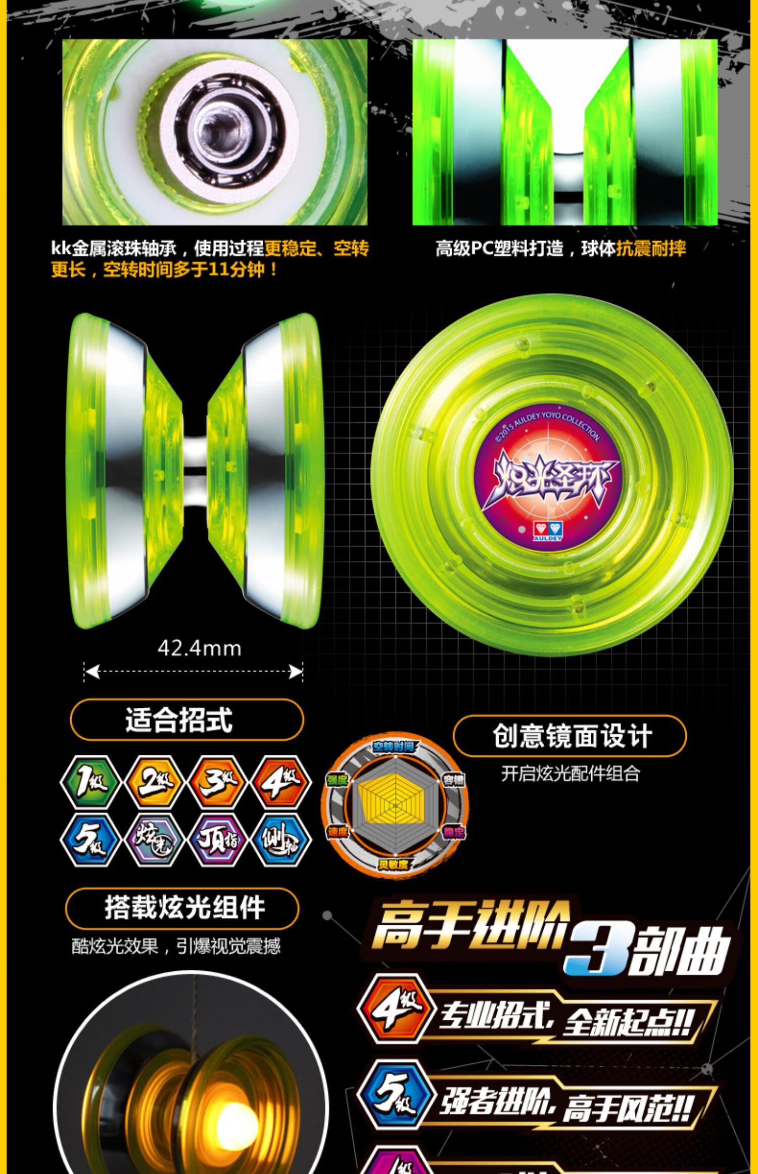 迪士尼炫光悠悠球儿童玩具发光溜溜球男女孩玩具闪光yoyo球小学生礼物