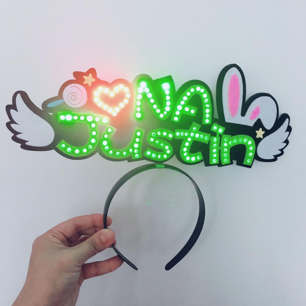 黄明昊应援棒 黄明昊应援发箍justin演唱会荧光棒头灯助威周边发光头