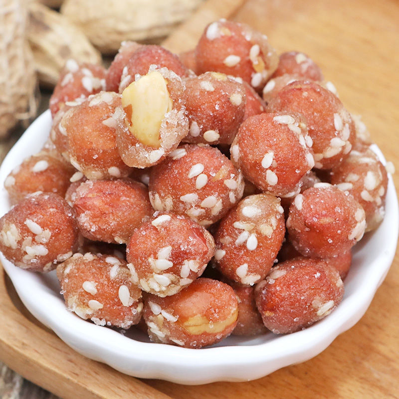 山东农家手工自制老式花生粘糖休闲零食雪花糖衣花生花生粘 2斤装