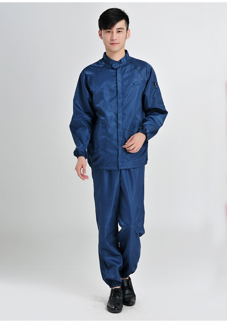 衣无尘服分体蓝白男短款上衣食品厂富士康女防尘工作服蓝色翻领上衣s