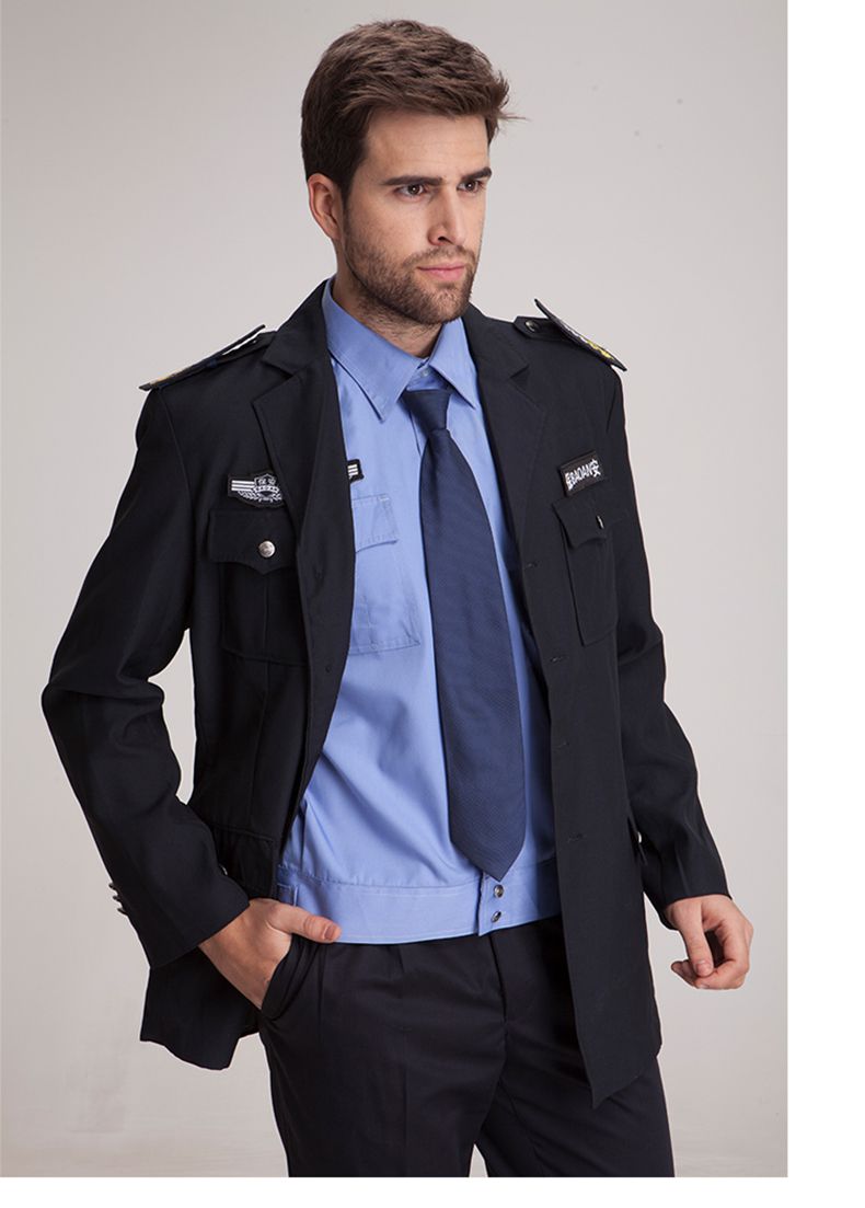正装警辅领带手打拉链内衬领带酒店物业执勤蓝色藏青衬衣领带夹男女