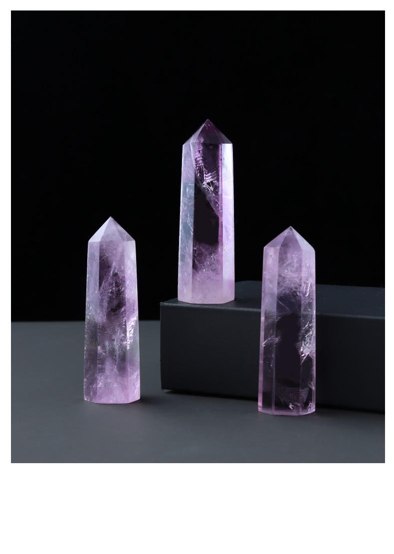 {中秋特价}微韵 天然巴西紫水晶六棱柱 紫气东来原石能量柱 消磁净化