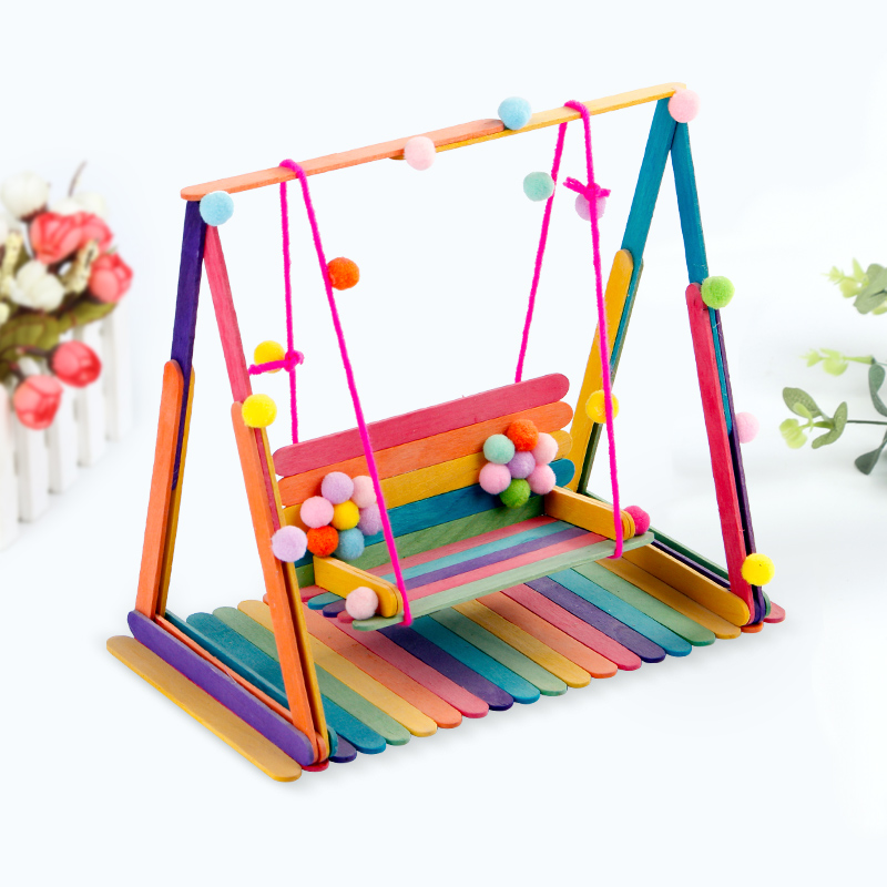 雪糕棒冰棒棍小木棍条木棒木条彩色木板片幼儿园手工制作材料diy弯剪