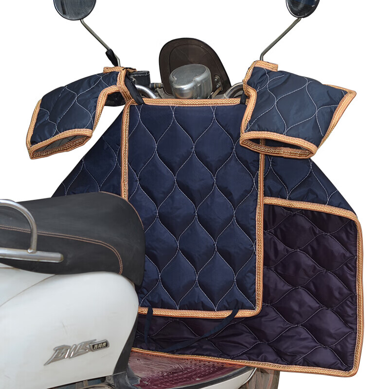 电动电瓶车挡风被冬季加绒秋天摩托车防水春秋薄款防风罩分体小款深蓝