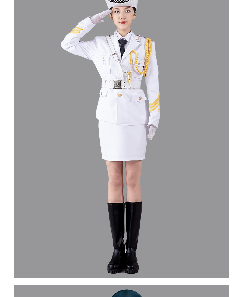 国旗护卫队服装中学生升旗手班夏季礼兵服升旗仪式礼服女款白色套餐一