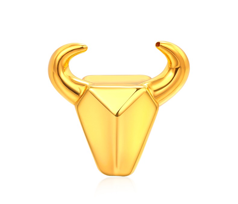 memora诗普琳牛转乾坤足金光面牛转运珠黄金牛头情侣珠大小版约095g大