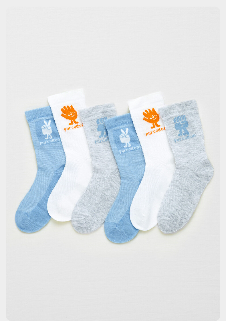 全棉时代22春幼童宝宝中筒提花袜棉质柔软透气袜子 浅灰色 11【图片