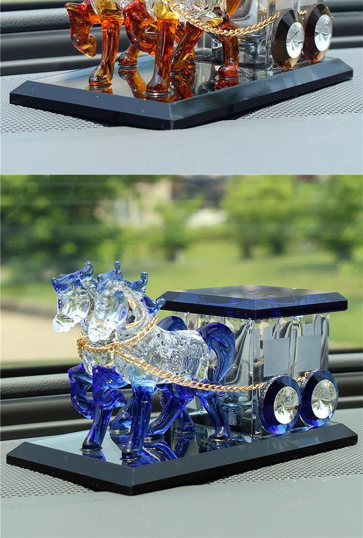 日本进口家居日用品水晶马车客厅卧室装饰马车模型香水座客厅摆件 彩