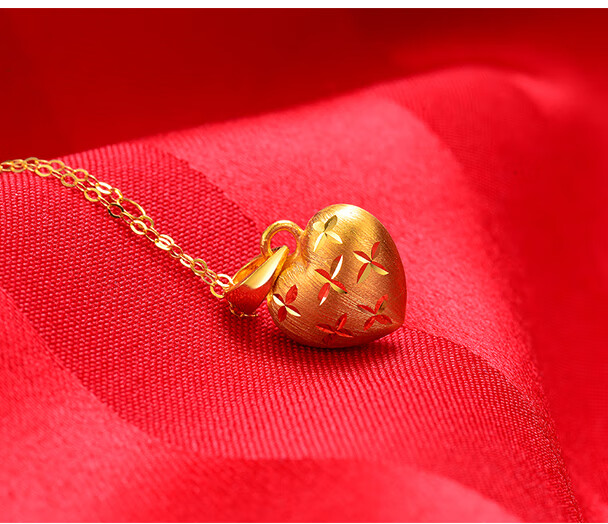 妙灵阁999足金爱心吊坠黄金心形项链女2021年新款时尚送女朋友生日