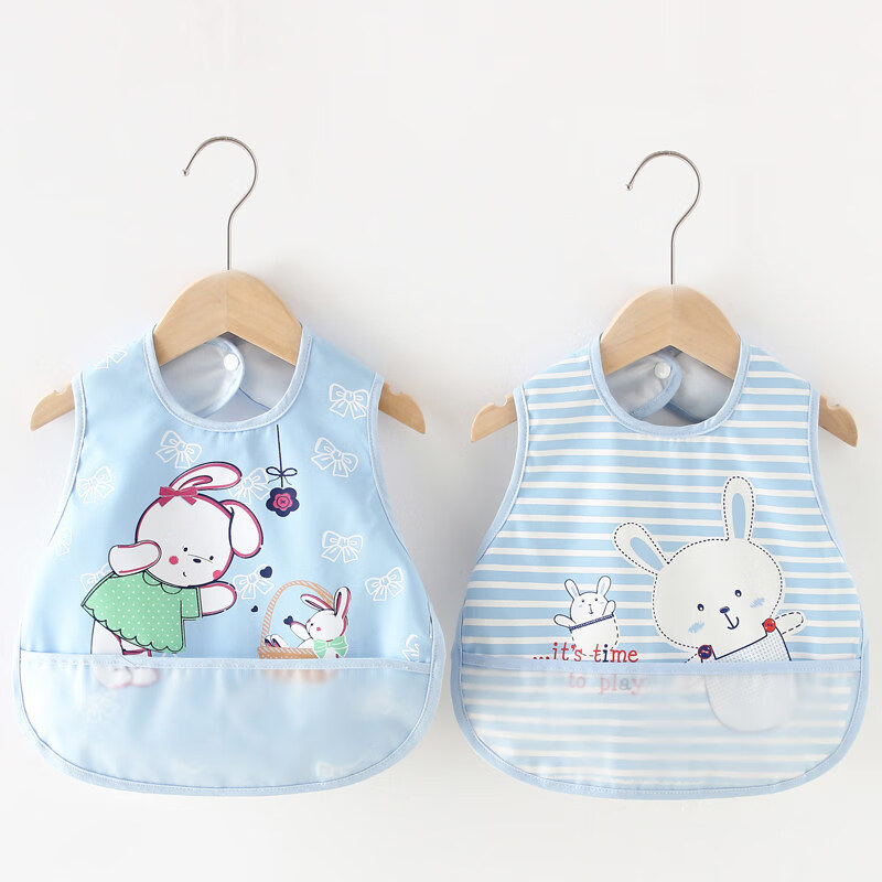 吃饭围兜儿童防水罩衣宝宝夏季无袖饭兜婴儿吃饭防脏护衣两件装围兜反