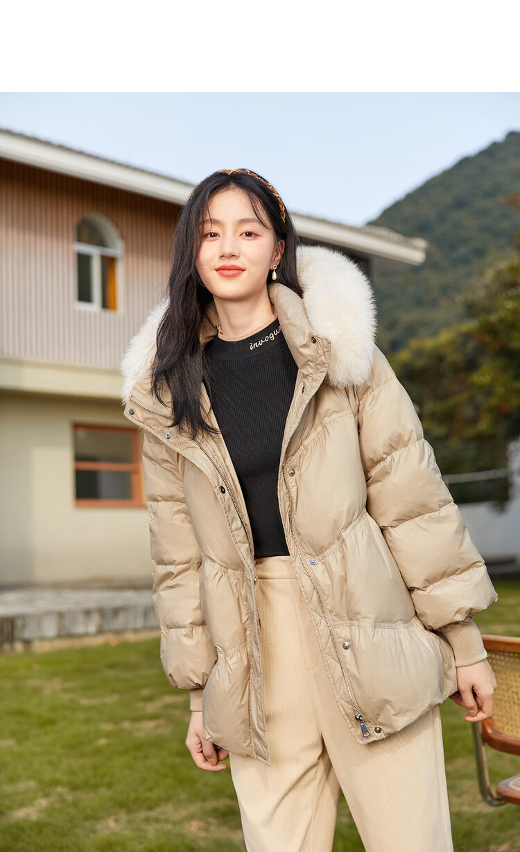 秋水伊人白鸭绒羽绒服2021冬季新款女装轻薄短款时尚外套蓝色s