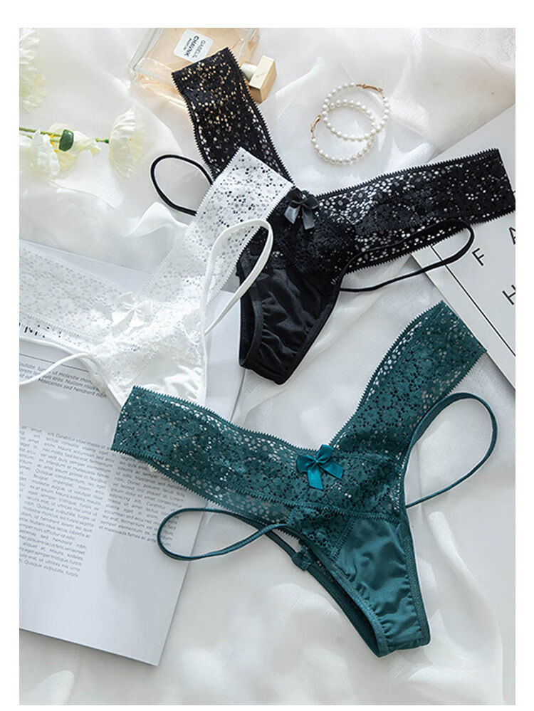 趣仕达新款日系床上性感t裤镂空透明三角裤交叉蕾丝低腰火辣内裤女薄