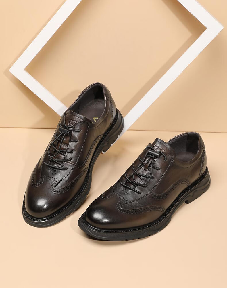 volo犀牛男鞋夏季商务休闲皮鞋男士真皮透气皮鞋 暗灰 379215051d 42