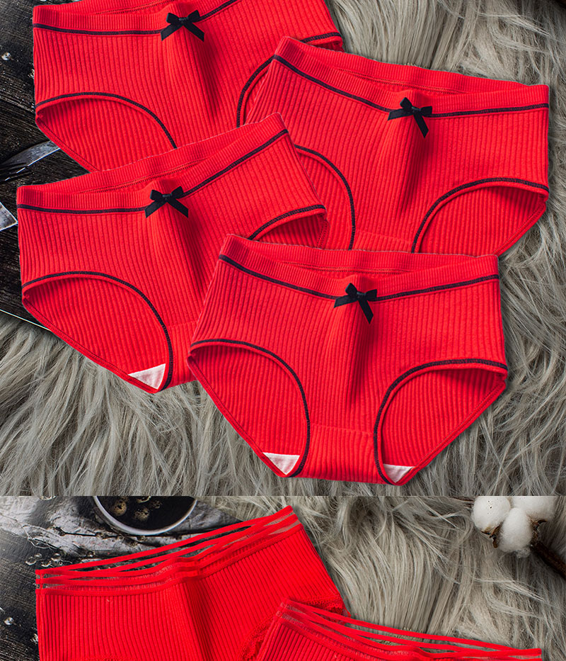 红内裤女纯棉红色牛年本命年牛棉透气抗菌女士日系少女裤头无双至京