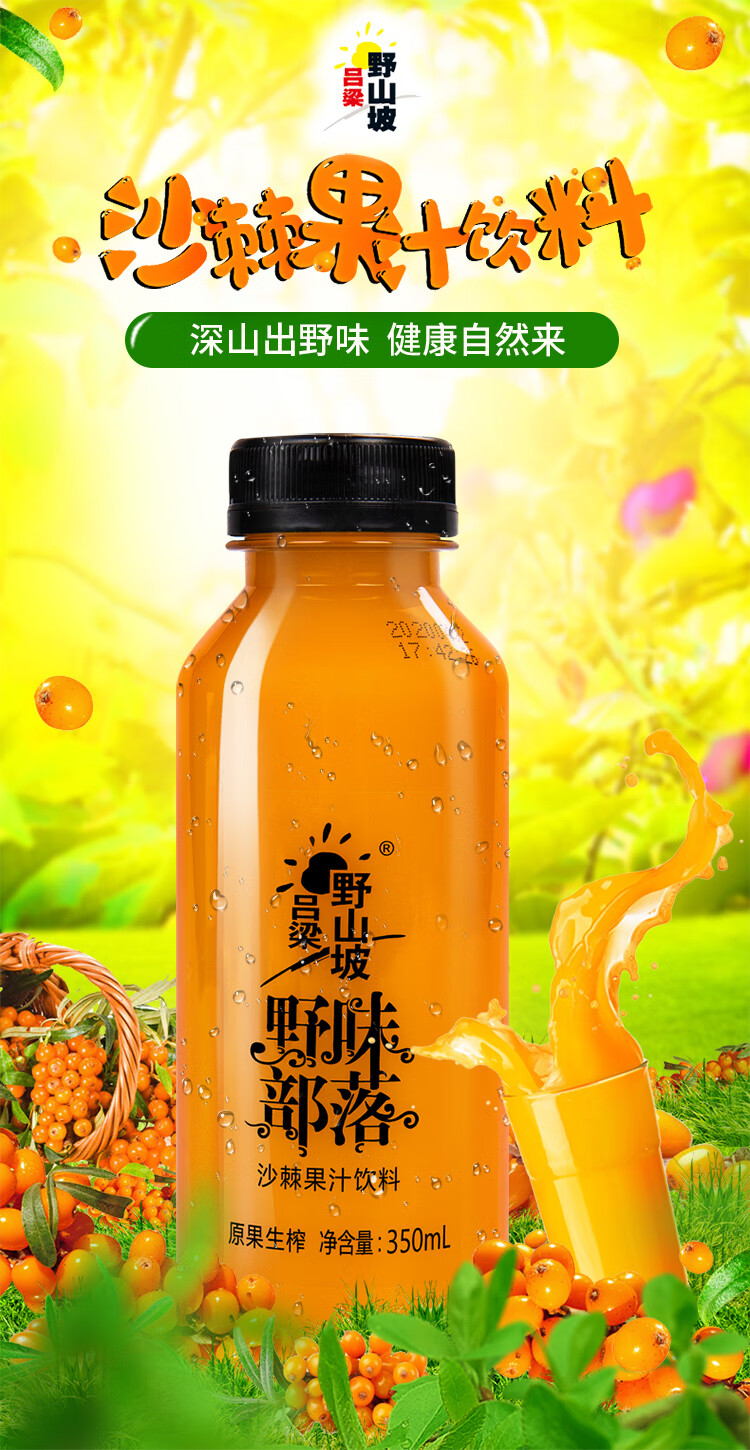 吕梁野山坡沙棘汁原浆生榨果汁饮料经典礼盒装整箱山西特产尝鲜装350