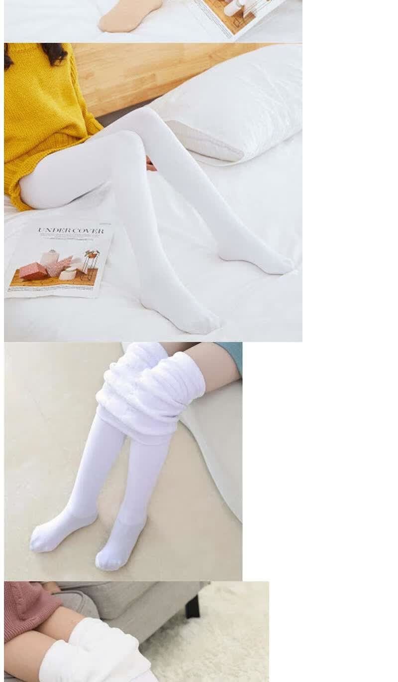 官方旗舰女童连裤袜秋冬加绒加厚打底裤外穿儿童舞蹈袜白色练功宝宝
