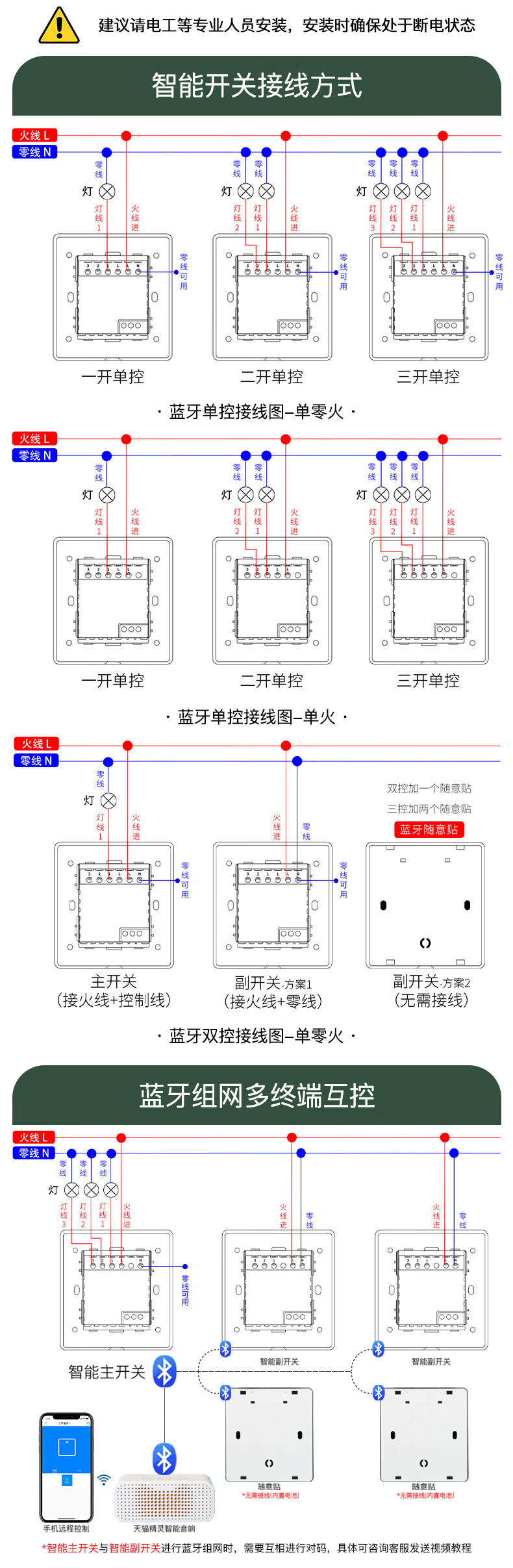 免布线双控开关接线图图片