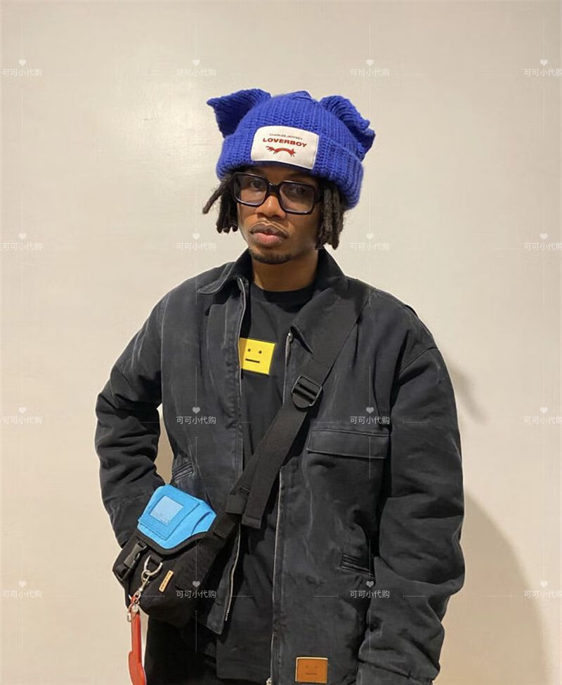 loverboy帽子 支持鉴定charles loverboy 猪猪帽猫咪耳朵针织帽子冷帽