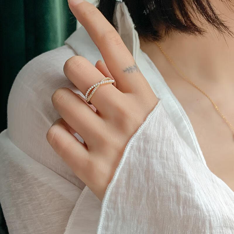 适合手粗的戒指女大号戒指女胖mm粗手指女个性轻奢感冷淡风指环开口