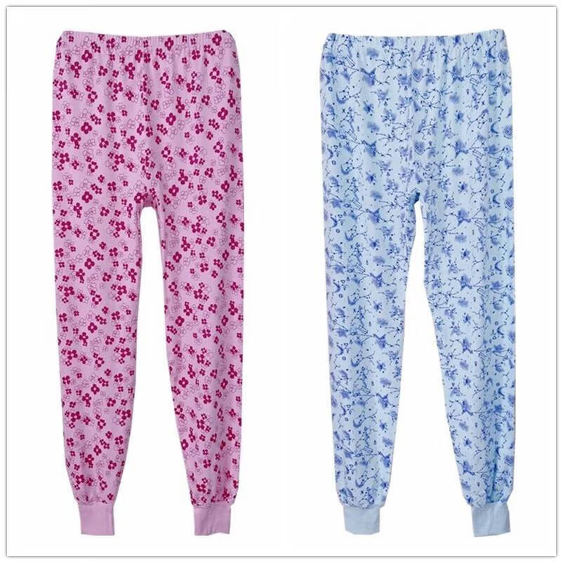 浪莎女士纯棉花秋裤打底厚中老年全棉加肥加大高腰保暖裤棉毛线裤2条