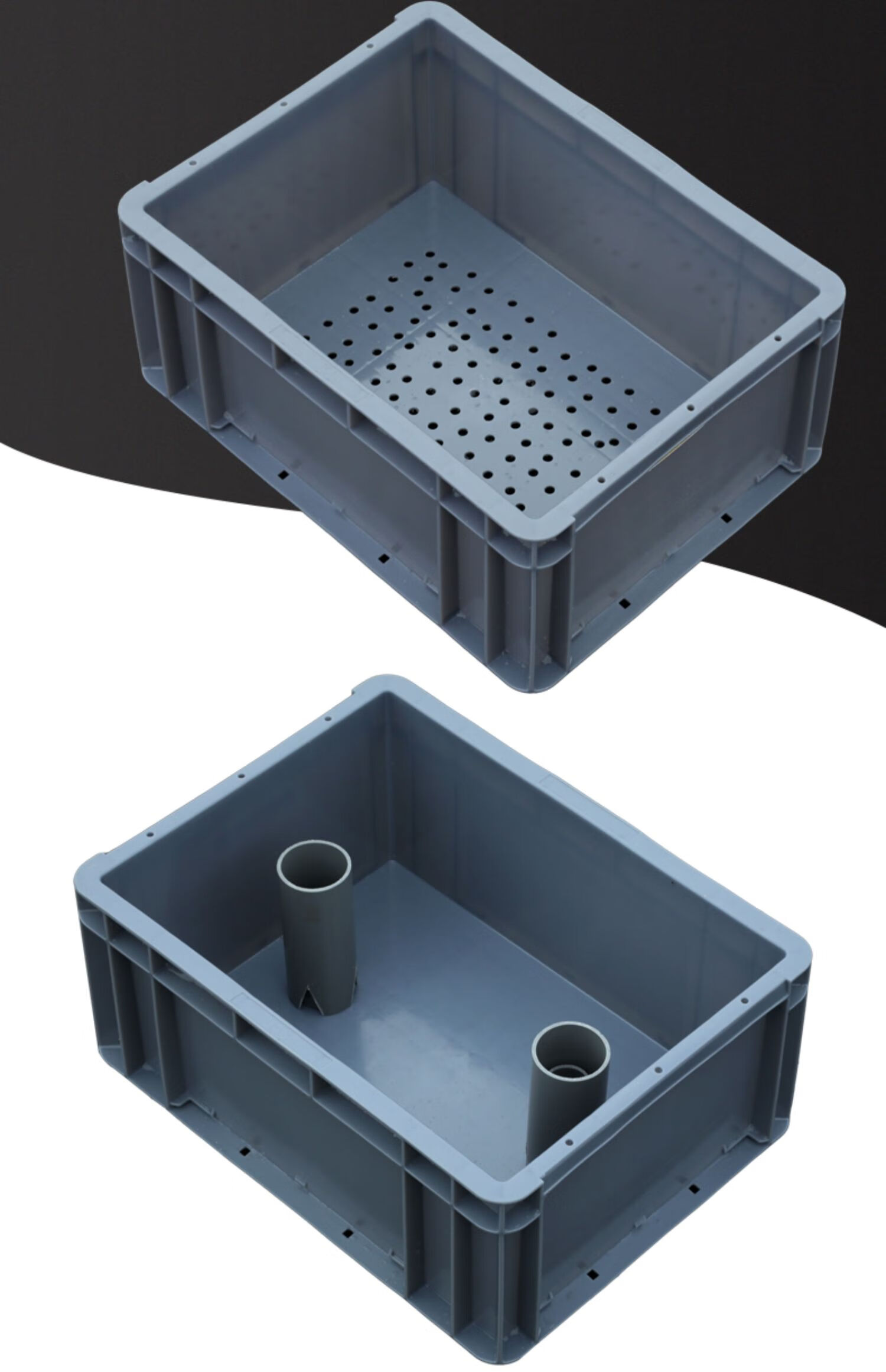 周转箱上置滴滤过滤盒单层打孔干湿分离沼泽滴流沉淀仓升级用配件蓄水