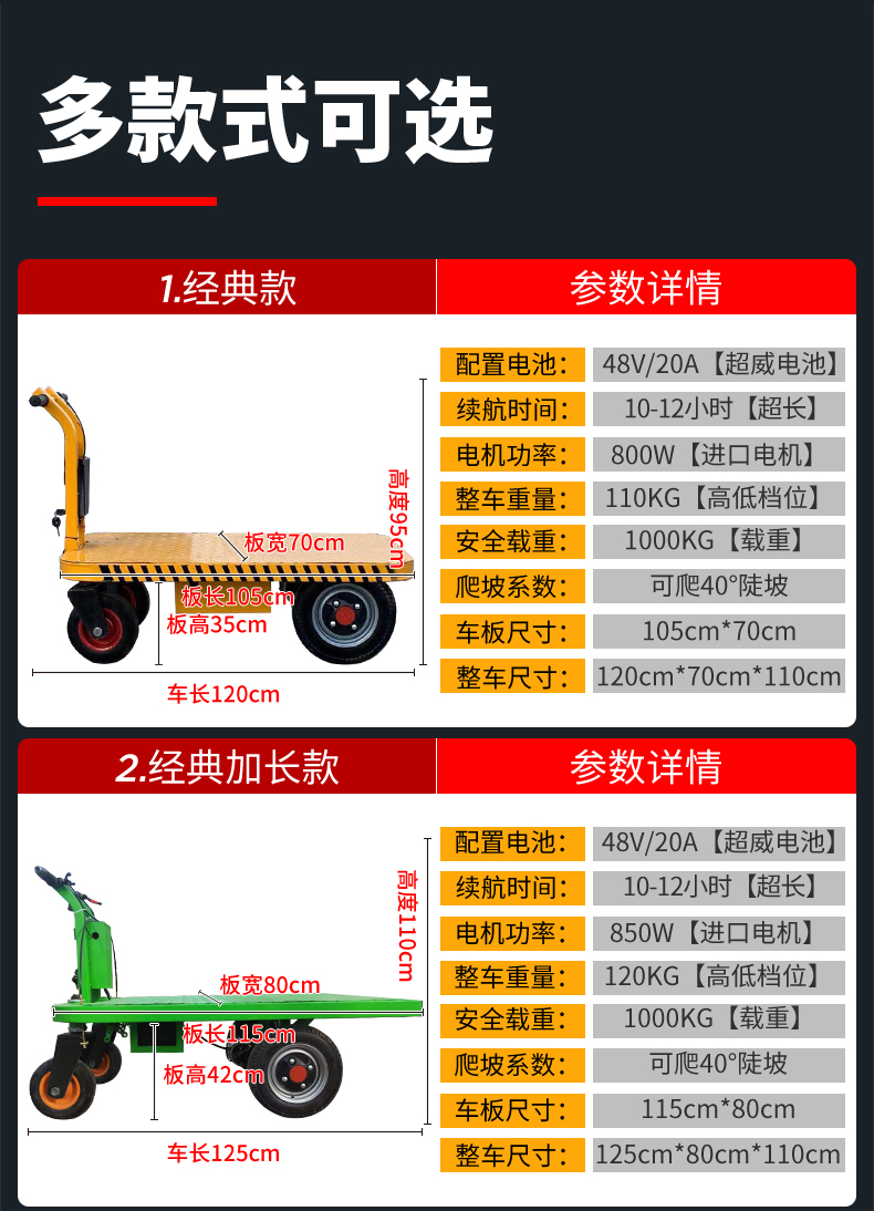 电动平板手推车搬运车拉货板车拉砖车周转车拉瓷砖工地运输小推车电动