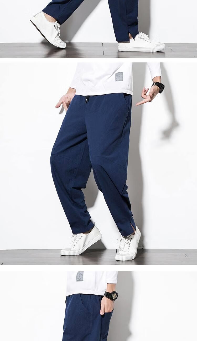 猎牧鹰国风男装大码胖子大裆裤秋宽松棉麻休闲萝卜裤尼泊尔灯笼裤长裤