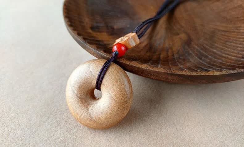 顶盈桃木平安扣吊坠男女款天然原木项链挂件护身符饰品随身钥匙扣挂绳