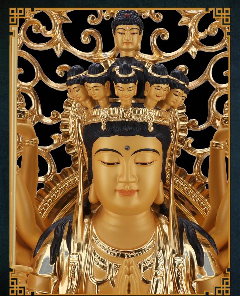 2021新款千手观音佛像坐千眼观世音菩萨神像宗教佛教树脂家庭客厅平安