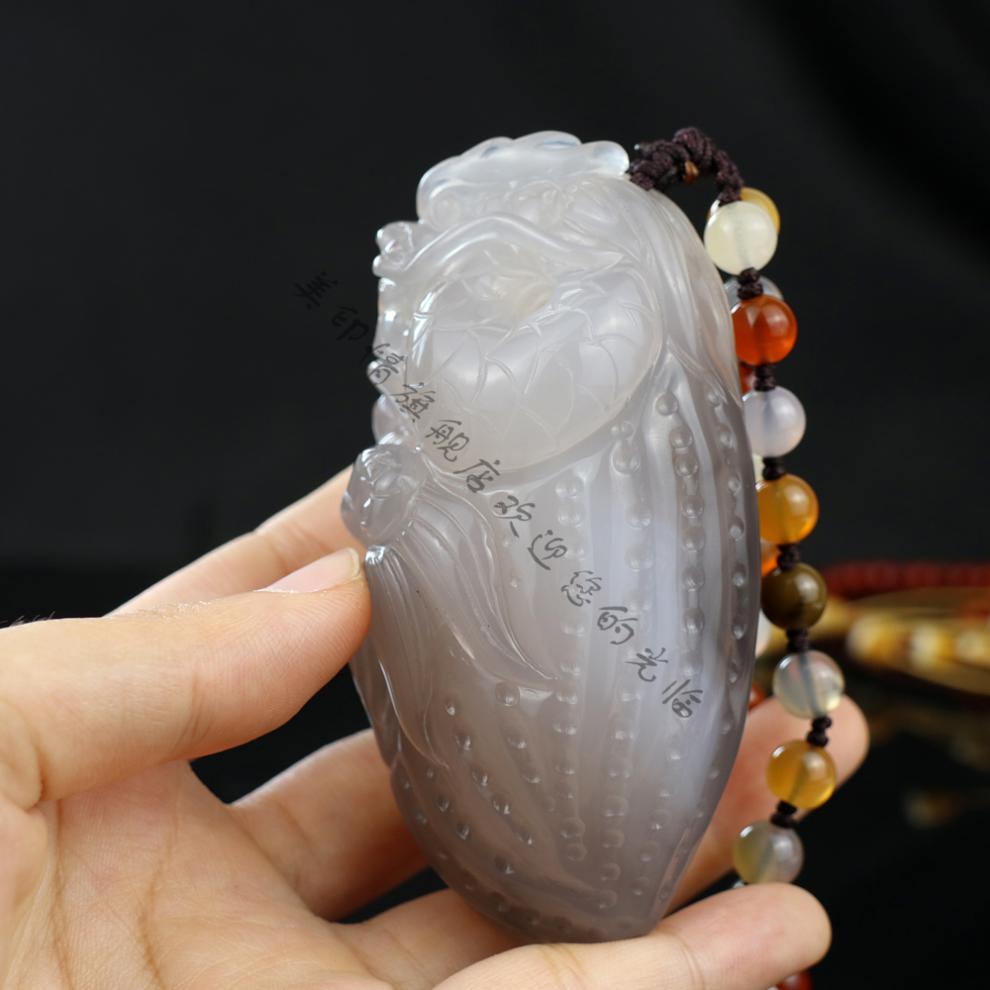 を美印情ワ玉手把件龙精雕男士随身玉石把玩文玩石头摆件网红同款127