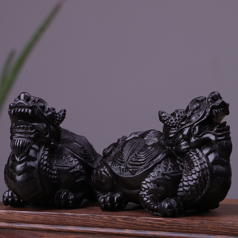 开线寿龟手把件创意便携随身盘玩小件黑檀雕刻工艺品紫光檀开线寿龟