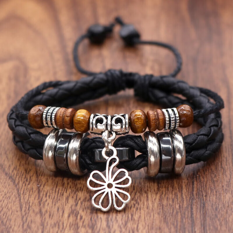 个性编制皮绳手链男士霸气时尚韩版手环潮男生复古手饰品情侣首饰简约