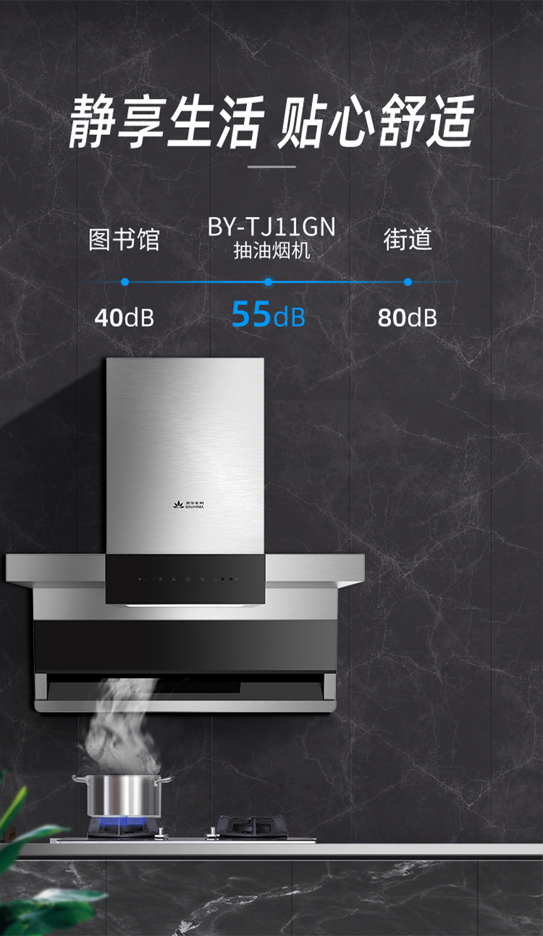 港华紫荆bauhinia油烟机双吸式大吸力厨房抽吸21立方米油烟机bytj11gn