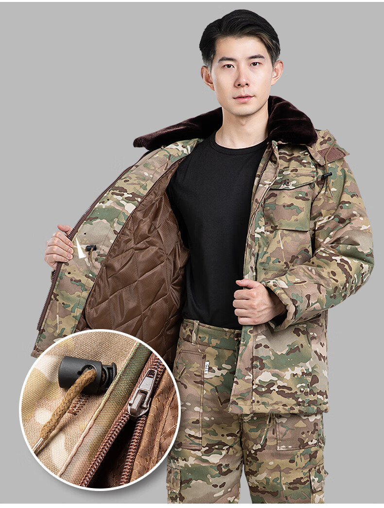 款棉大衣防寒服迷彩棉服劳保棉袄棉衣迷彩服冬装cp迷彩大衣带手套170